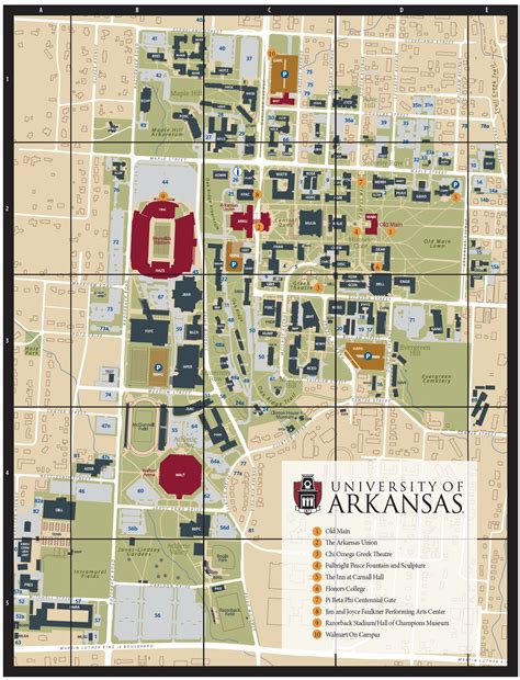 Campus Map University Of Arkansas Visitors Guide