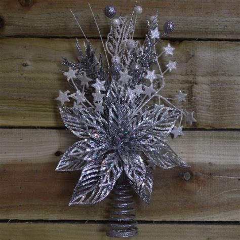 33cm Beautiful Floral Christmas Tree Topper By Premier Decorations