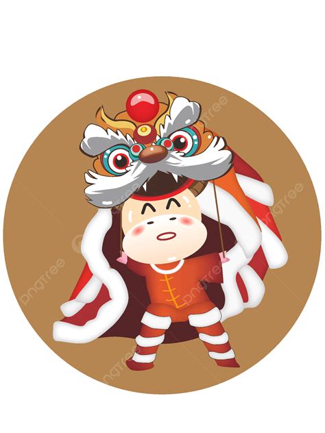 Gambar Tahun Kartun Sapi Yang Dicat Dengan Tangan Tarian Singa Tahun