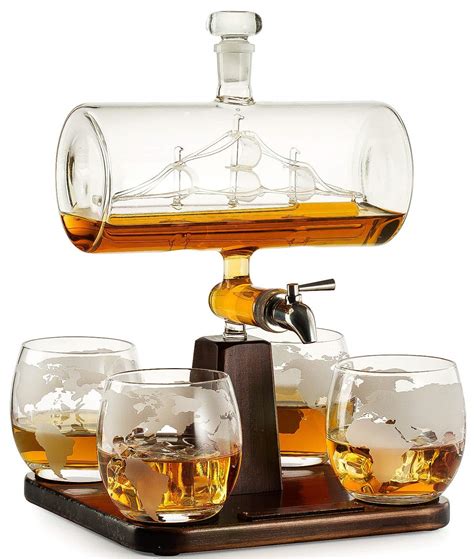 The Wine Savant Whiskey Decanter With Antique Ship