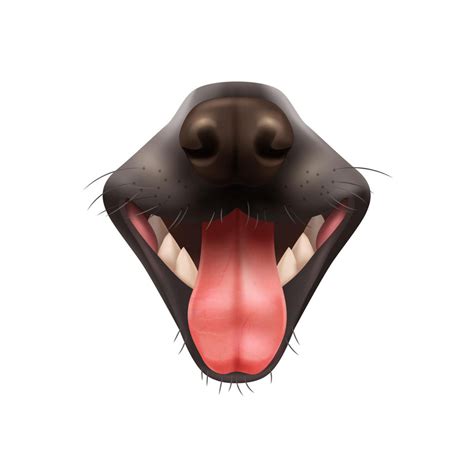 Realistic Dog Open Mouth Vector Illustration Concept