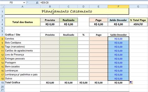 Planilha No Excel Ajuda A Planejar E Calcular Suas Despesas Com O Casamento Fotos Tecnologia