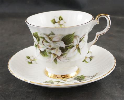 Royal Windsor Fine Bone China Cup And Saucer White Trilliums Etsy Canada