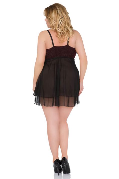 Sheer Black Plus Size Babydoll From Andalea Lingerie Natural Curves