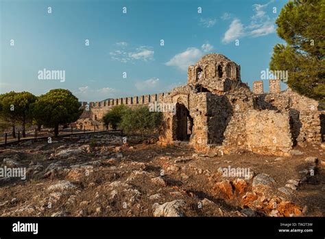 Panorama Ancient Greco Roman City Ruins Of An Ancient Fortress Alanya