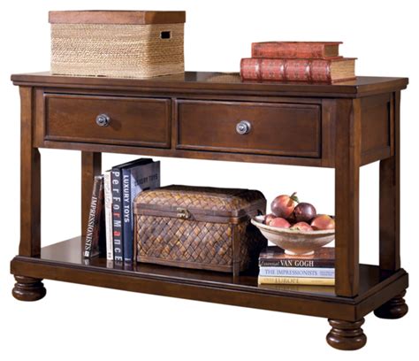 Ashley Furniture Signature Design Porter Sofa Table Rustic Style