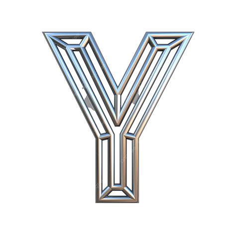 Wire Outline Font Letter Y 3d Isolated Abstract Conceptual Realistic