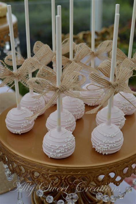 Burlap Bow Pink Cakepops Bridal Shower Cakes Rustic Burlap Bridal