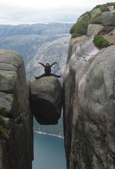 Kjeragbolten Is A Boulder Wedged Between Two Cliffs In The Mountain Of