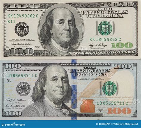 Old And New 100 Dollar Bills And Banknotes The Front Side Stock Image