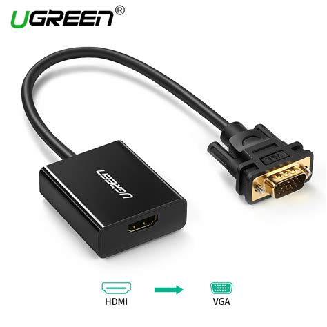 Fgclsy male to female hdmi to vga adapter hd 1080p audio cable converter for pc laptop tv box computer display projector features: Ugreen Active Adapter Converter HDMI Female to VGA Male ...