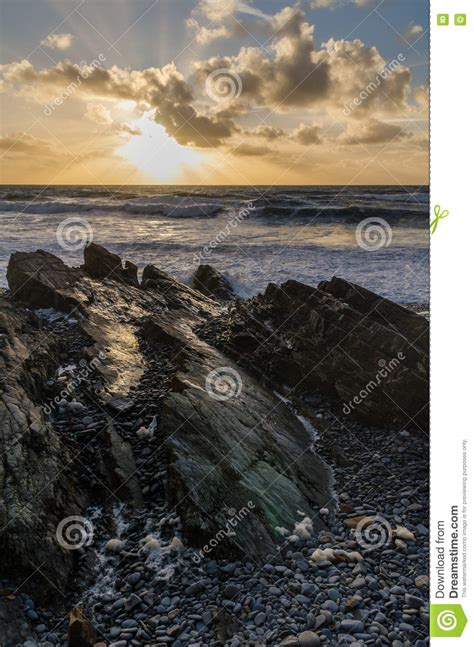 Welcombe Mouth Bay Sunset Stock Photo Image Of Shingle 78262102