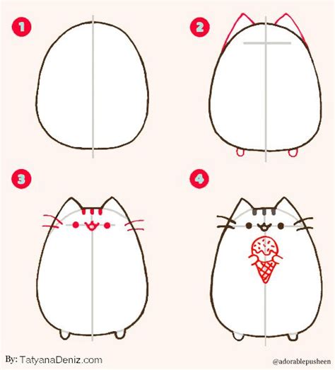 How To Draw Pusheen Cat Cartoon Unicorn Step By Step Easy Cute Cartoon