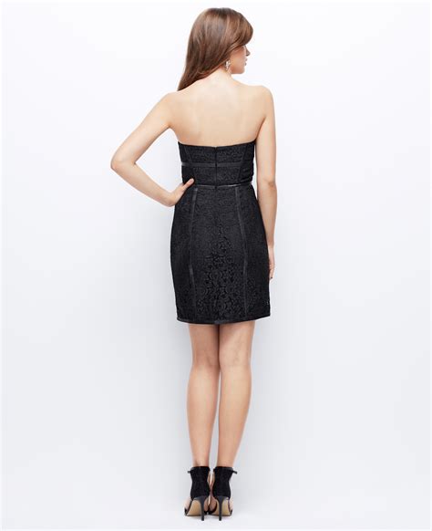 Ann Taylor Faux Leather And Lace Strapless Dress In Black Lyst