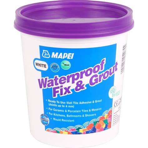 Flexible adhesives, waterproof tile adhesive and rapid setting adhesive for wall tiles. Mapei Waterproof Fix & Grout Tile Adhesive 1.5kg White