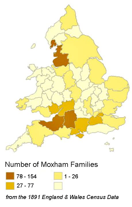Distribution Of Surname The Moxon Society