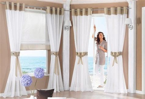 Gardinen mit stickerei in weiß für wohnzimmer. 2 St GARDINE SCHAL VORHANG 140 x 145 WEIß SAND BEIGE ÖSEN ...
