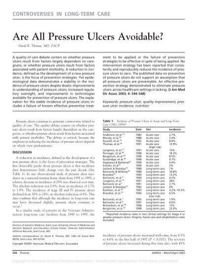 Are All Pressure Ulcers Avoidable Grg