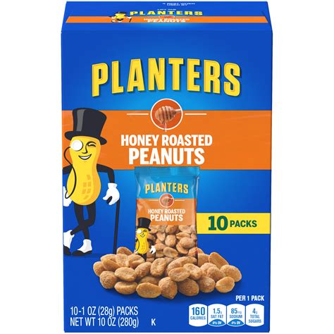 Planters Honey Roasted Peanuts 10 Ct Box 1 Oz Packs