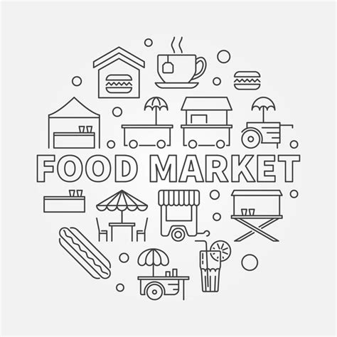 Premium Vector Food Market Circular Symbol Vector Street Food