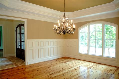 Minimal traditional revival molding was the basis for this dining room's new sustainable fir window casings. Dining Room with Strong Molding Decor