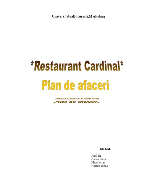 Pdf Plan De Afaceri Restaurant Cardinal Dokumentips