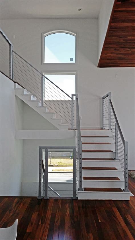 Cable Stair Railing Square Stainless Steel Posts And Handrail With