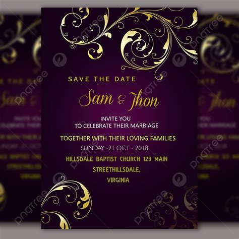 Royal Wedding Invitation Template Vector With Frame Template Download
