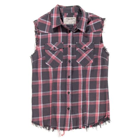 Lisbeth Salander Red And Black Plaid Flannel With Cut Off Sleeves From