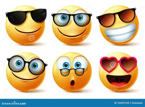 Smileys émoji Ou émoticônes Portant Des Lunettes De Soleil Et Des