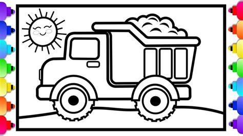 Toy Dump Truck Coloring and Drawing for Kids 🚧🚚 Dump Truck Coloring