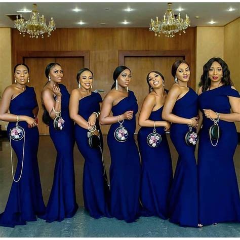 Mermaid One Shoulder Bridesmaid Dresses Royal Blue Stain African Women Long Maid Of Honor