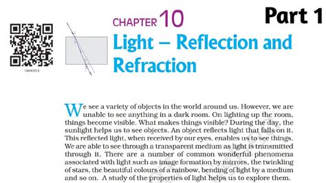 Light Reflection And Refraction Class 10 Science Part 1 Youtube