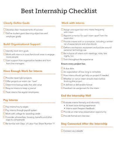 9 Internship Interview Checklist Templates In Pdf Doc