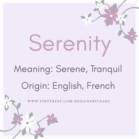 Baby Girl Name Serenity Meaning Serene Tranquil Origin