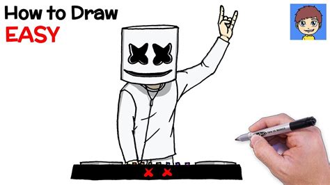 How To Draw Marshmello Dj Step By Step Easy Drawing Tutorial