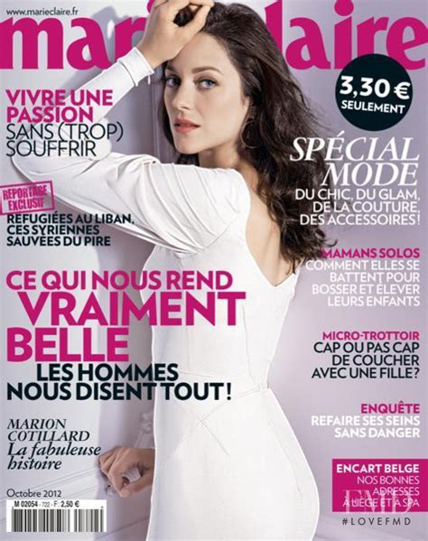 Cover Of Marie Claire Belgium With Marion Cotillard October 2012 Id 17367 Magazines The Fmd