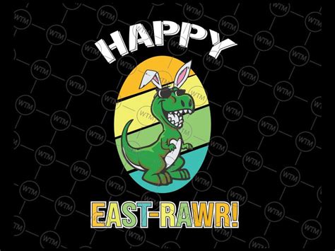 Happy East-Rawr Svg, Cute Bunny Ears svg, Easter Bunny Dinosaur SVG