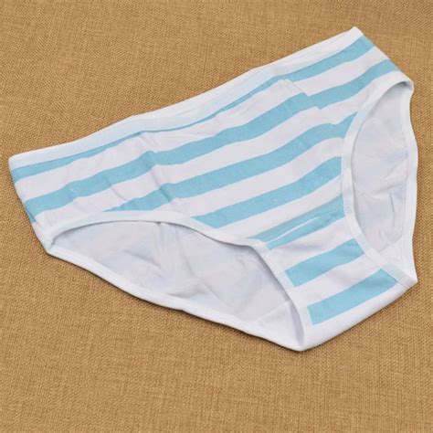 Cotton Underwear Women Striped Blue And White Striped Tangas Panties