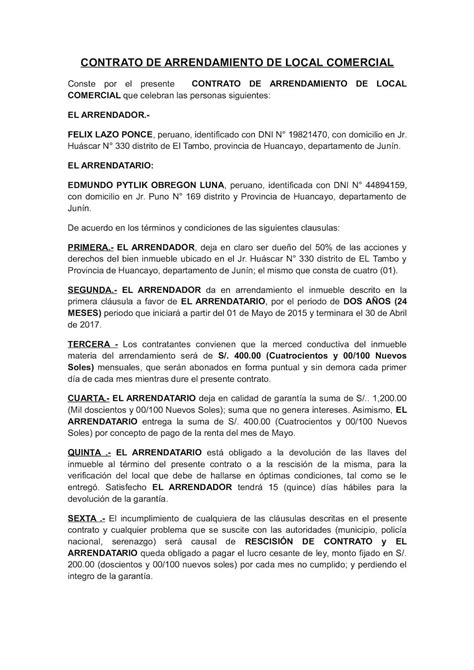 Calaméo Contrato De Arrendamiento De Local Comercial