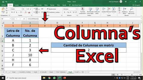 Excel Formula Columna Y Columnas Saber El Numero De Columna O Cantidad