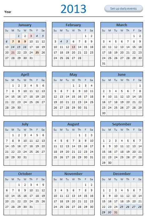 2013 Calendar Template