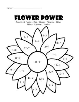 Math explained in easy language, plus puzzles, games, quizzes, videos and worksheets. Flower Power Math Coloring Worksheet by JB Education | TpT