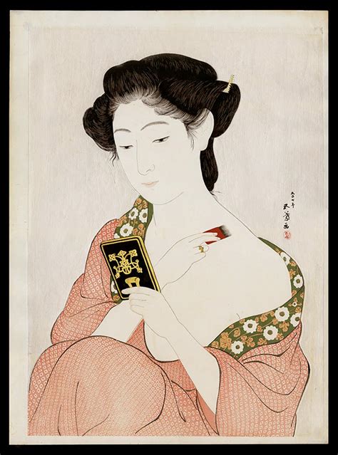 hashiguchi goyo japanese woodblock print woman applying