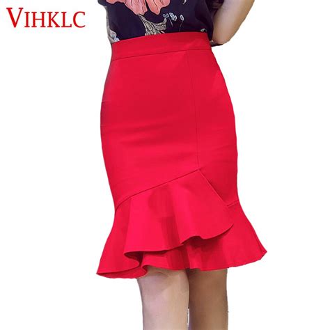 Vihklc Spring And Autumn High Waist Slim Hip Skirt Female Bust Skirt