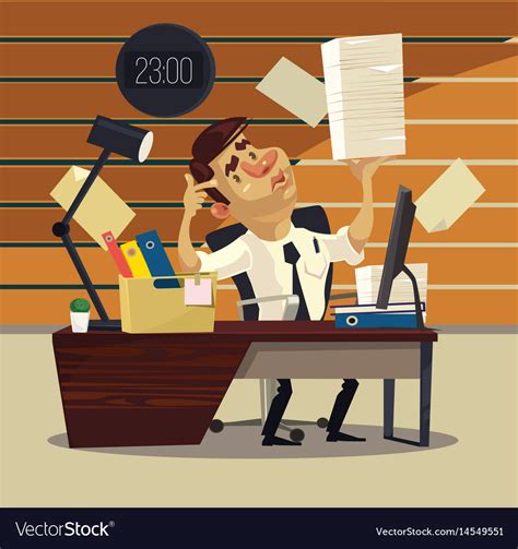 Unhappy Tired Office Worker Businessman Royalty Free Vector