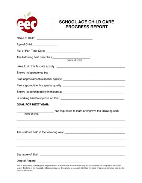 Printable Student Progress Report Template Free Printable Template