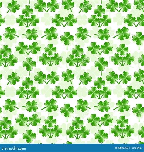 Seamless Pattern With Four Leaves Clover Stock Vector Illustration Of