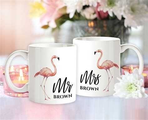 Personalised Couples Flamingo Mugs - Customisable Ceramic Mugs - Unique ...