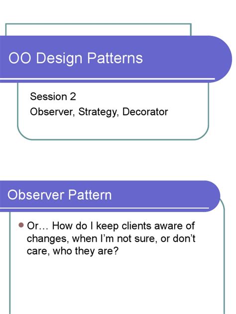 Oo Design Patterns Session 2 Observer Strategy Decorator Pdf